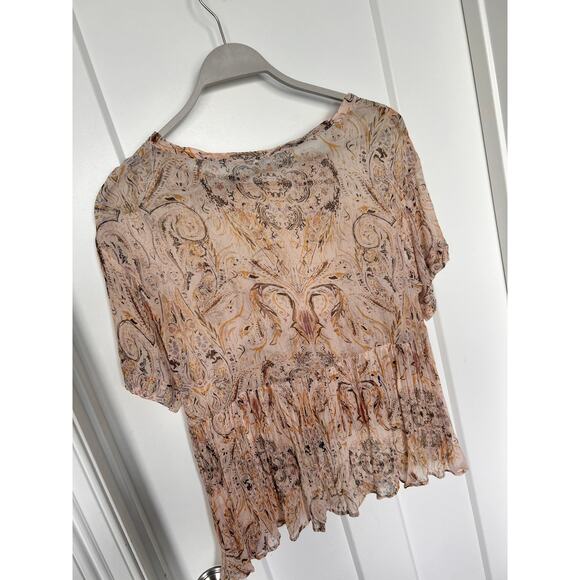 Free People Women's Say You Will Flowy Blouse Top Bohemian Boho Ivory Size Small - Picture 7 of 11
